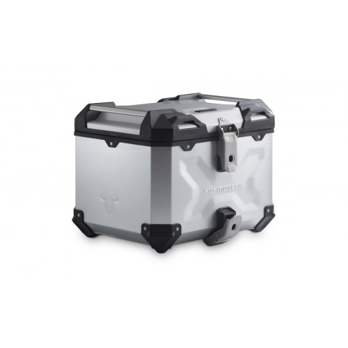 SW-MOTECH TRAX ADV Top Case. Aluminum. 38 l. Silver with Universal Mounting Rack