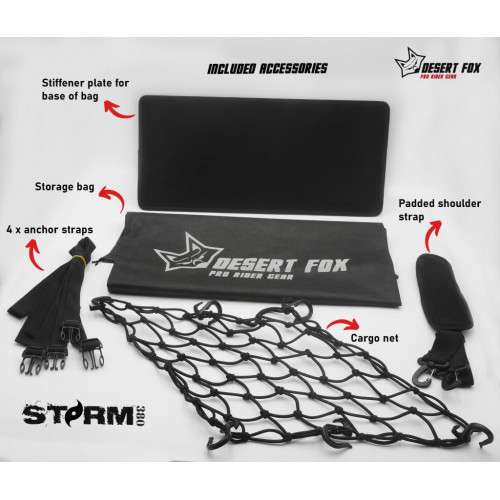 Motorcycle Adventure Dry Bag & Cargo Net Desert Fox Storm 380