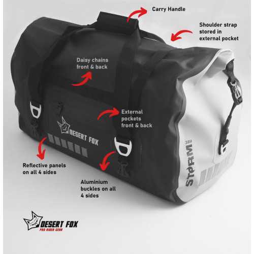 Motorcycle Adventure Dry Bag & Cargo Net Desert Fox Storm 380